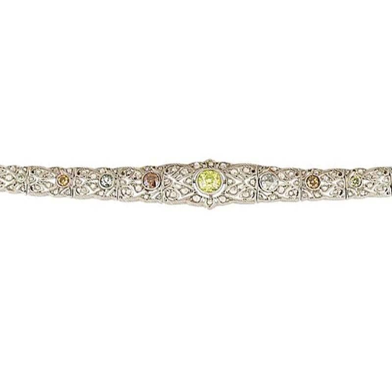Women's Unique Art Deco Natural Multi Color Diamond Bracelet