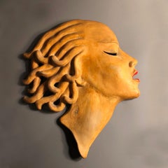 Unique Art Deco Period Ceramic Wall Mask by Dr Rank Rezso, Hungary, 1930s