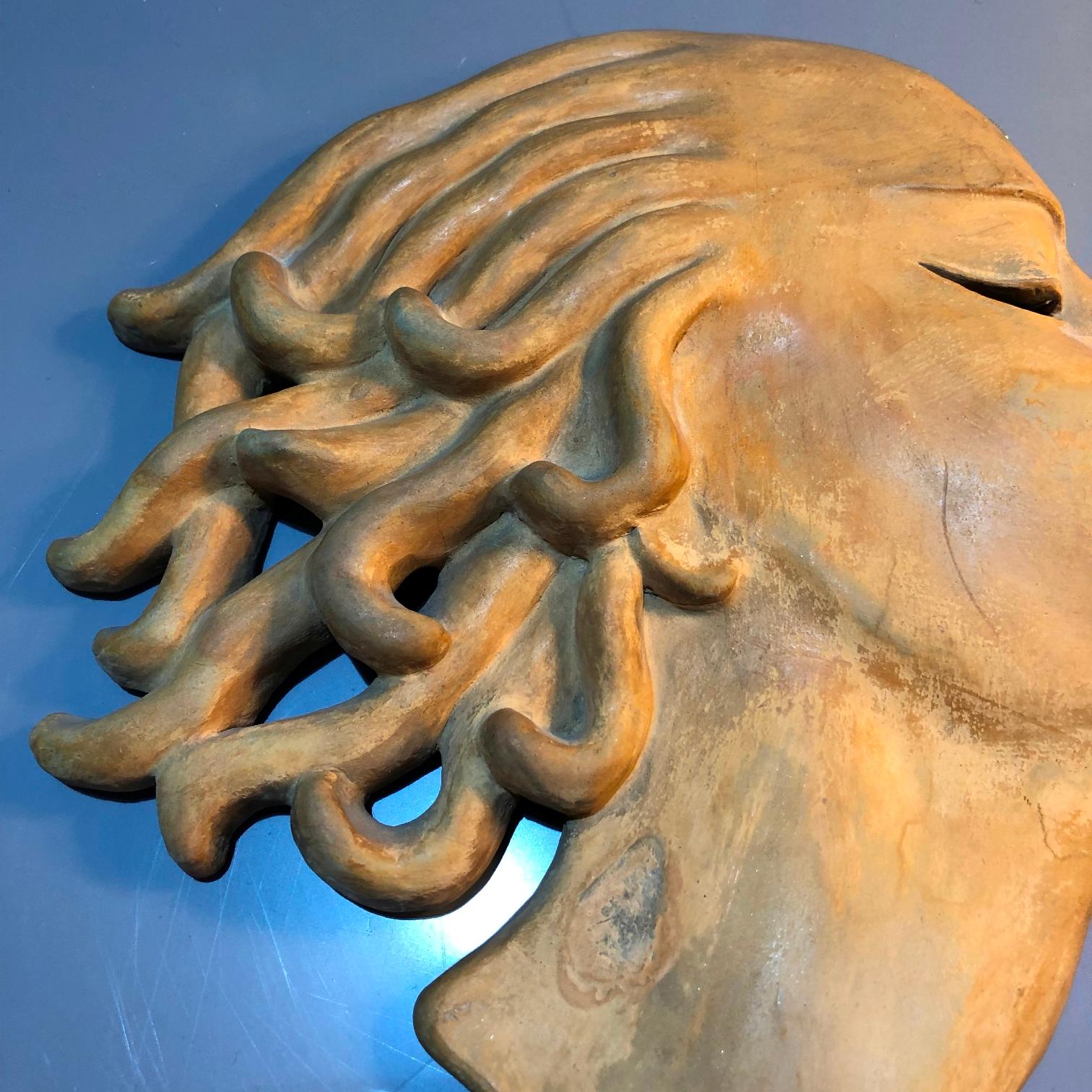 Unique Art Deco Period Ceramic Wall Mask by Dr Rank Rezso, Hungary, 1930s For Sale 1