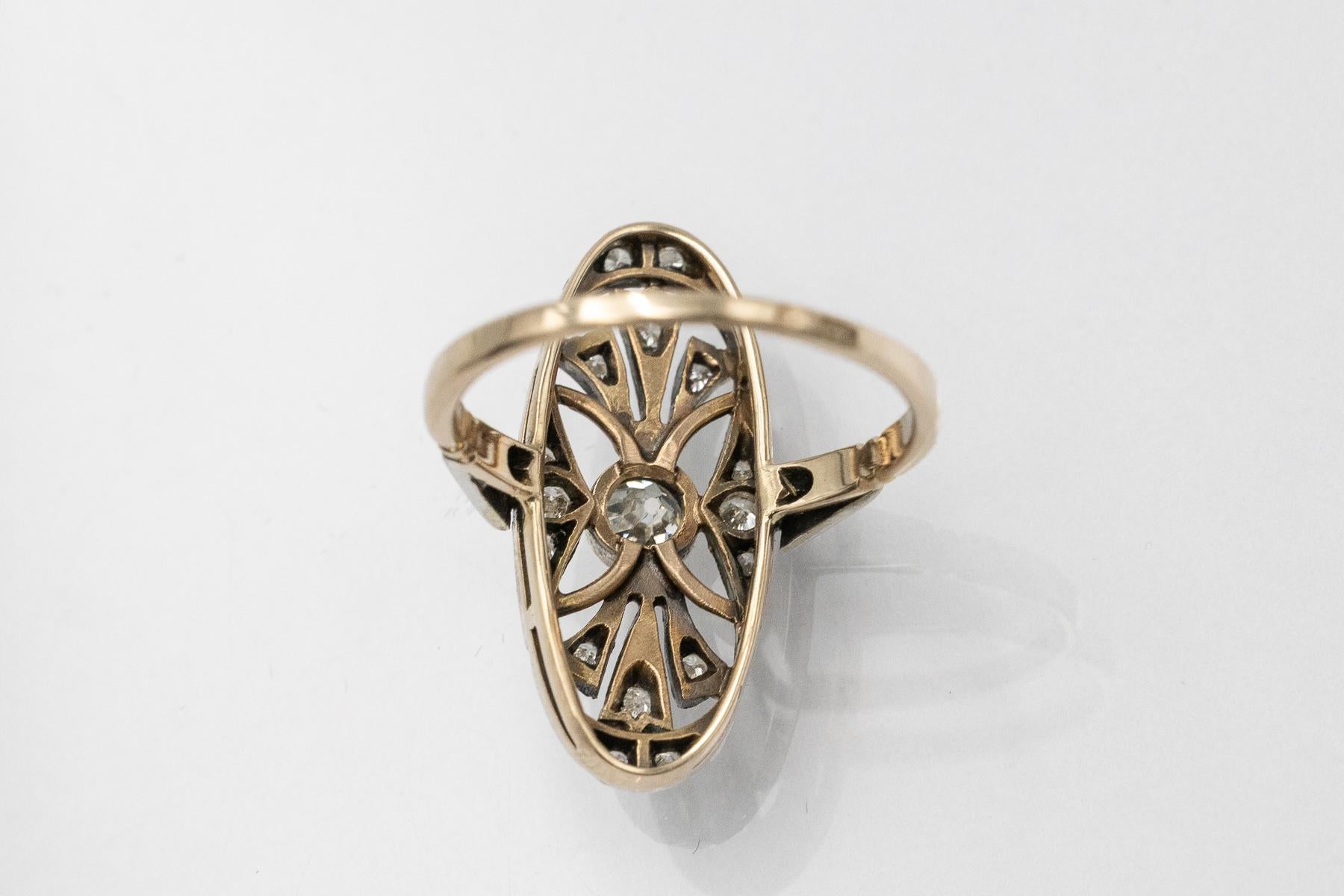 Unique Art Deco ring with diamonds, Hungary, 1930s/1940s For Sale 5
