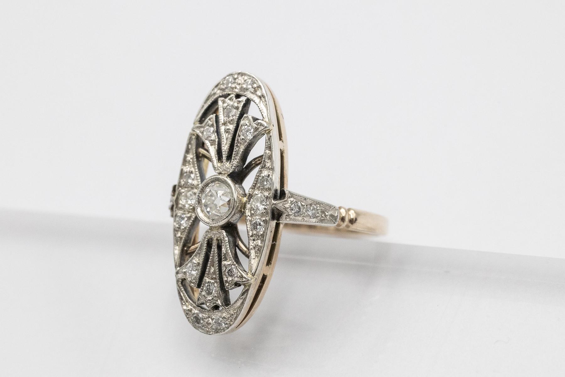Unique Art Deco ring with diamonds, Hungary, 1930s/1940s For Sale 2