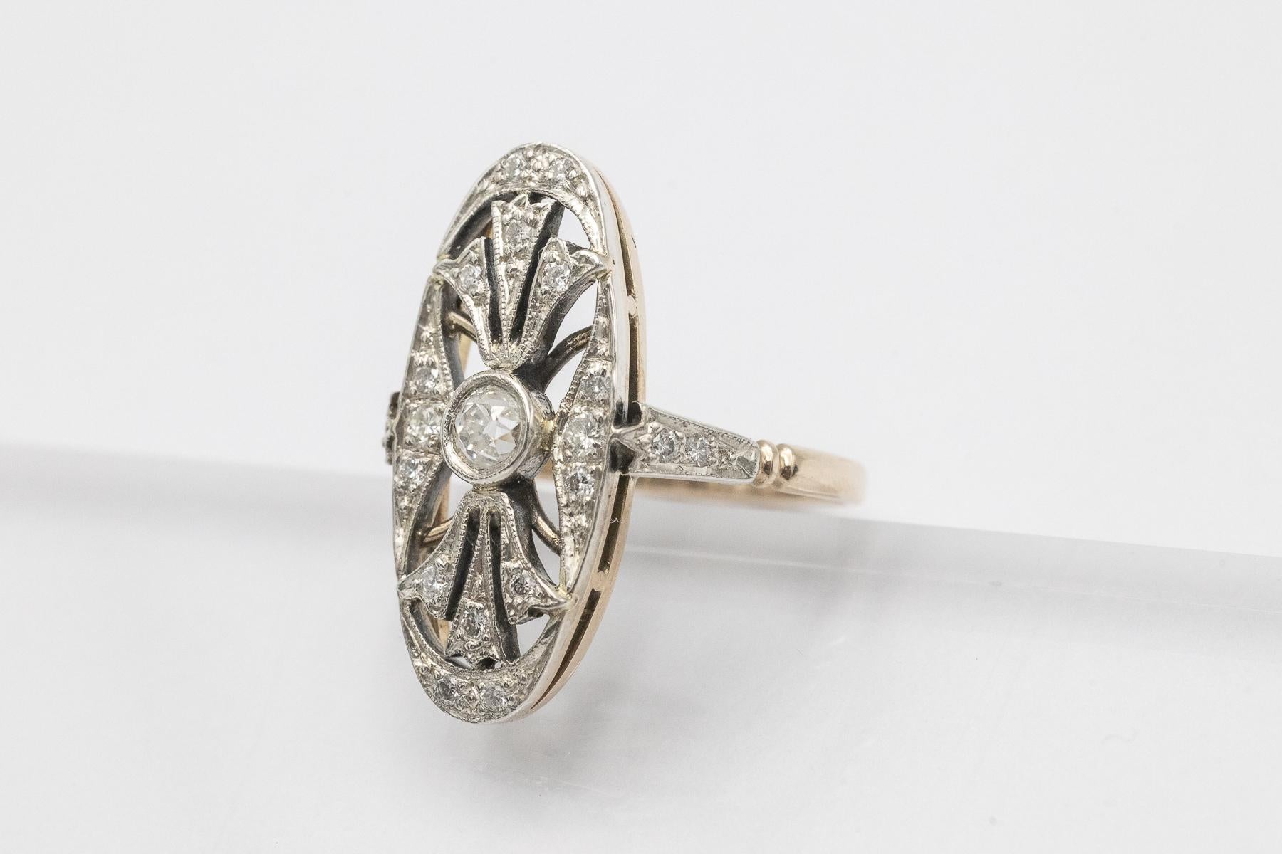 Unique Art Deco ring with diamonds, Hungary, 1930s/1940s For Sale 4