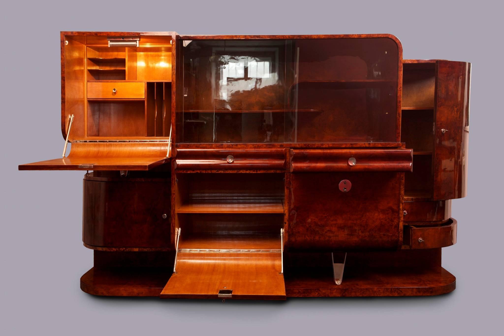 20th century Art Deco secretary sideboard
Completely restored to the high glossh.
Material: Walnut.
Source: Czechoslovakia.

We guarantee safe a the cheapest air transport from Europe to the whole world within 7 days.
The price is the same as for