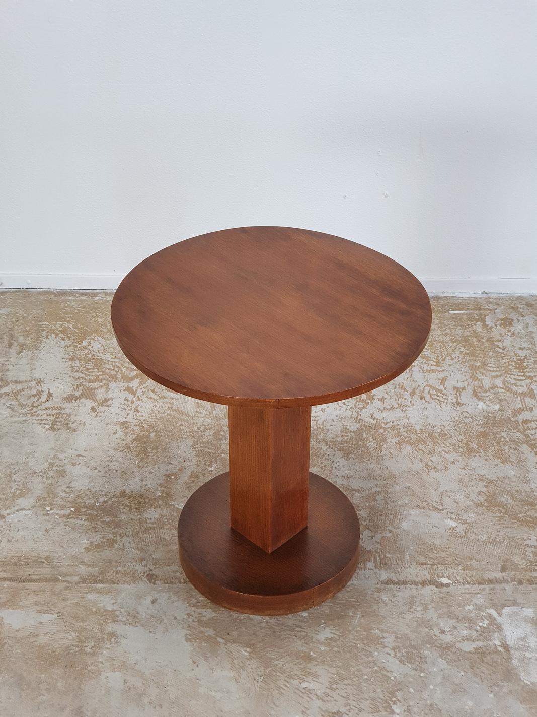 French Unique Art Deco Side Table in Wood