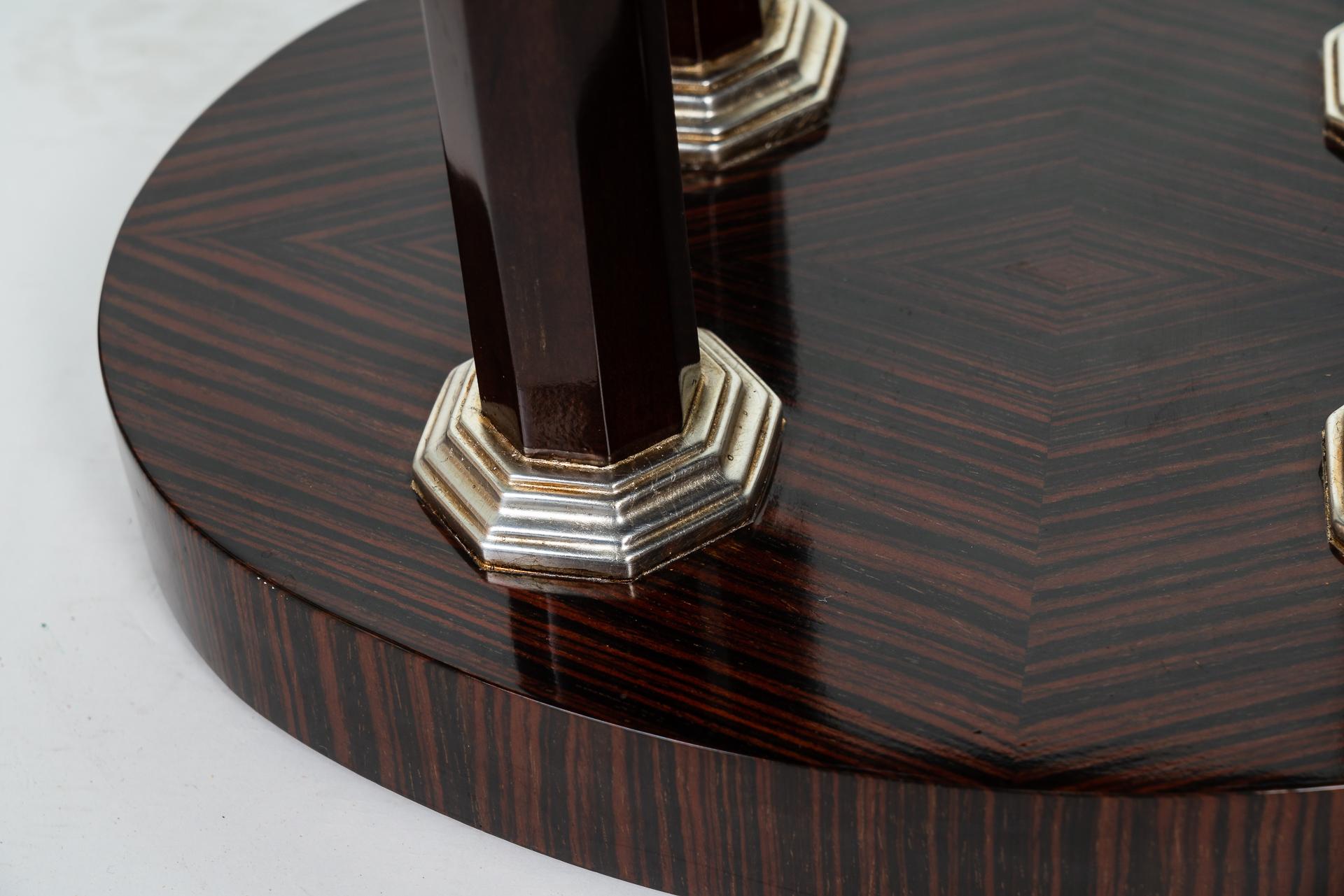 Plaqué argent Tabouret Art Déco unique en ébène en vente