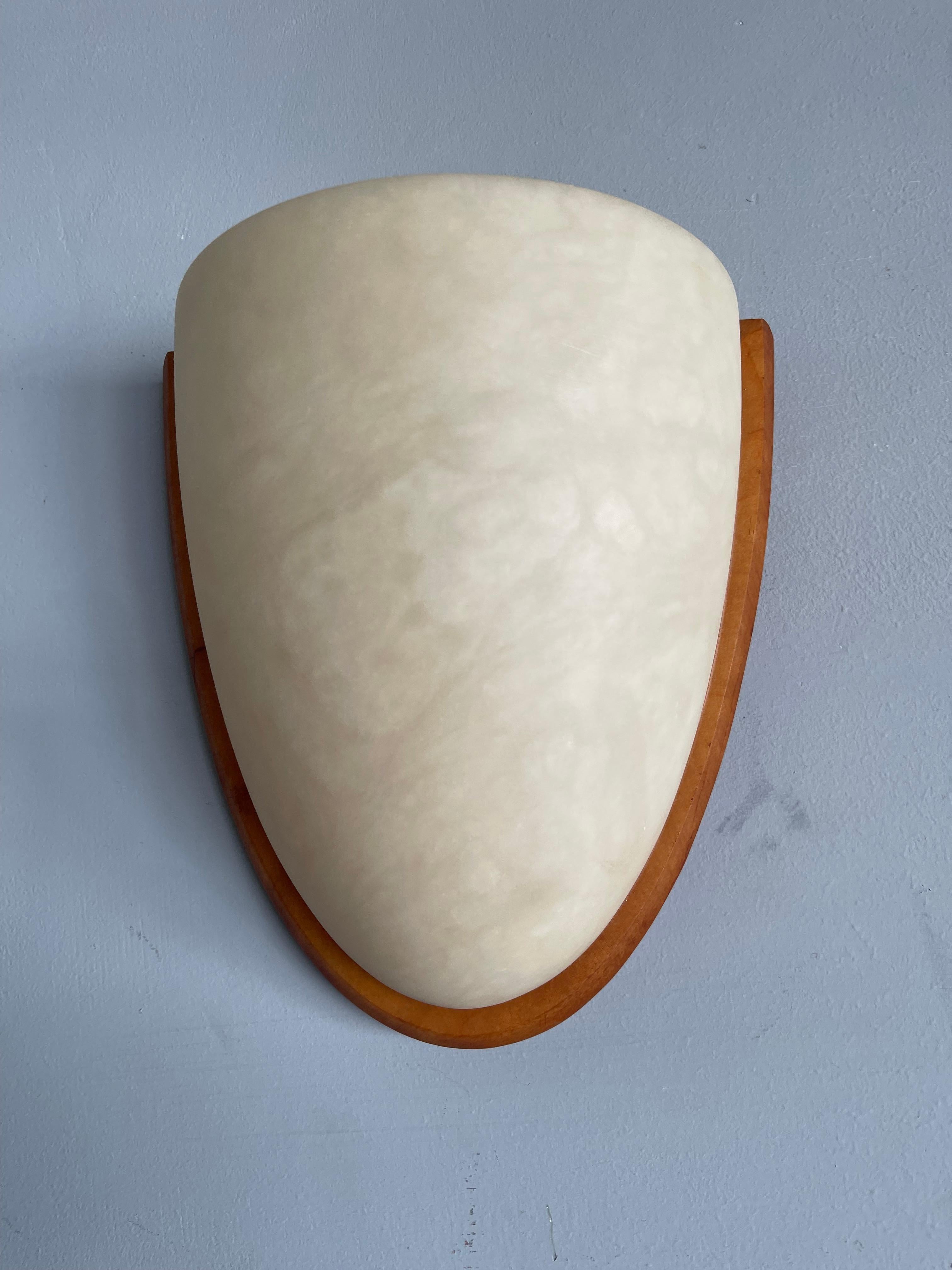 Unique Art Deco Style Cocoon Shape Midcentury Modern Era Alabaster Wall Sconces  5