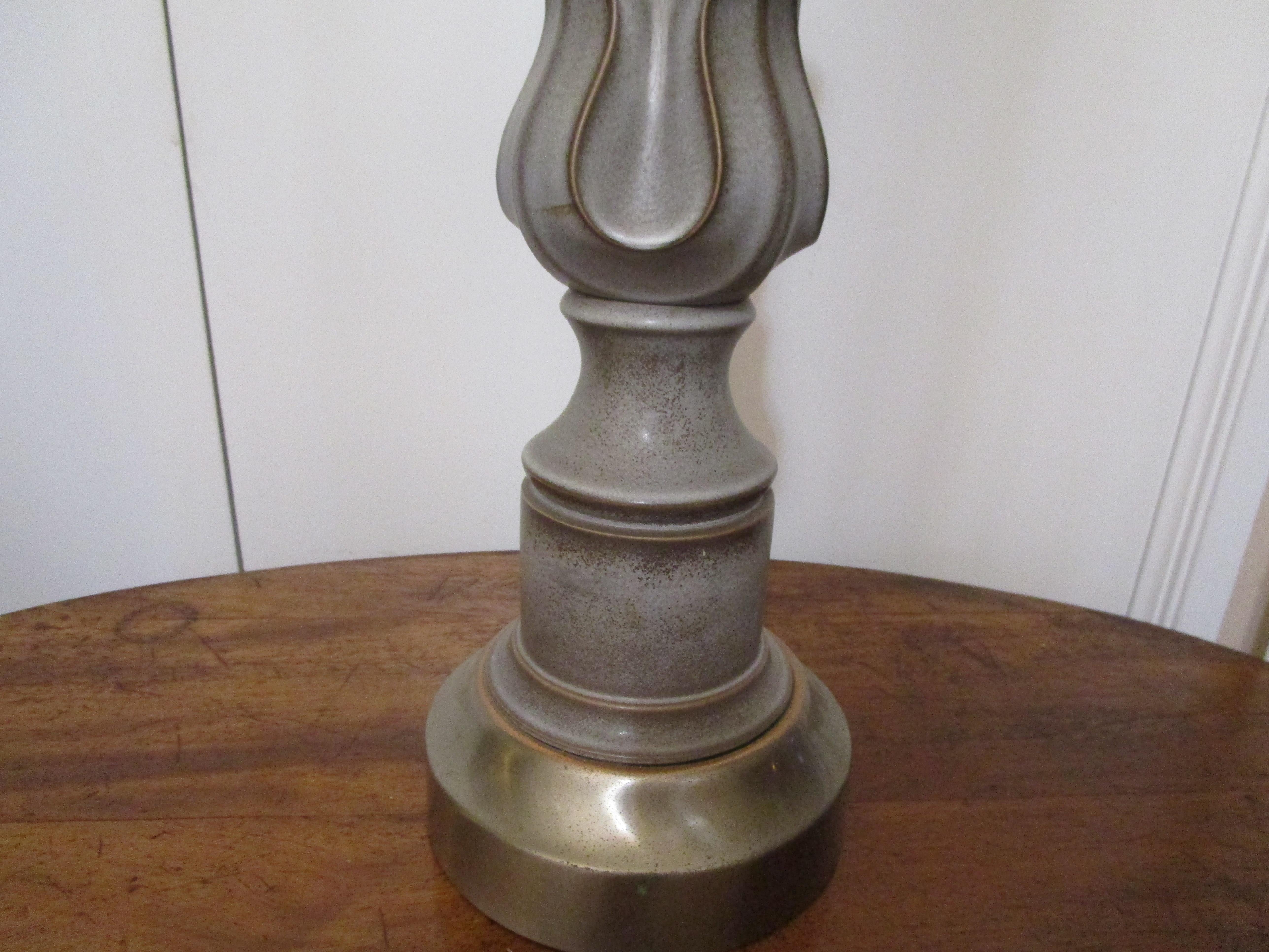 Painted Unique Art Deco Style Iron, Copper and Metal Torchiere Lamp with Glass Shade For Sale