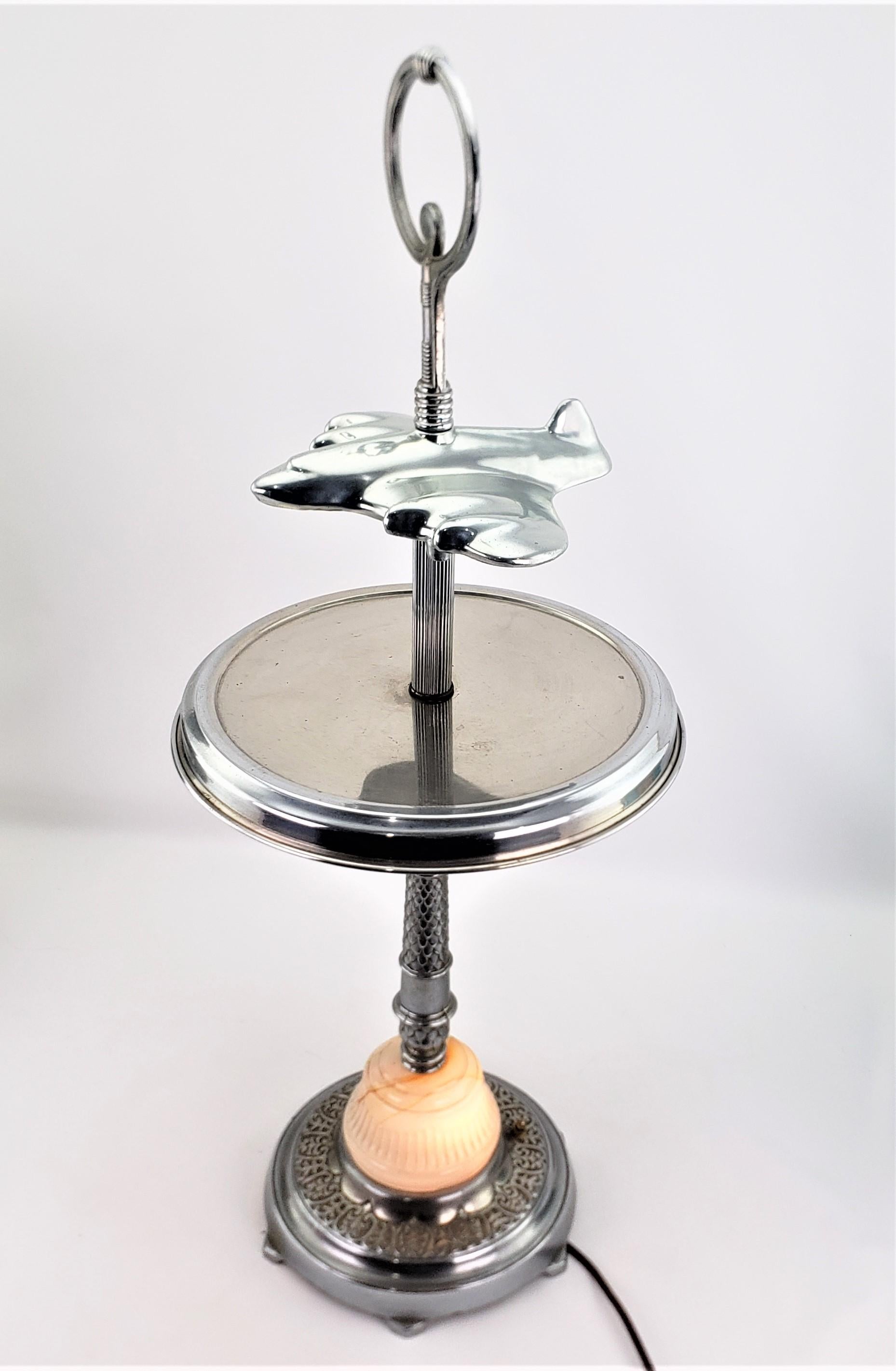 Unique Art Deco Styled Chrome Jet Airplane Lighted Smoker's Stand or Table For Sale 7