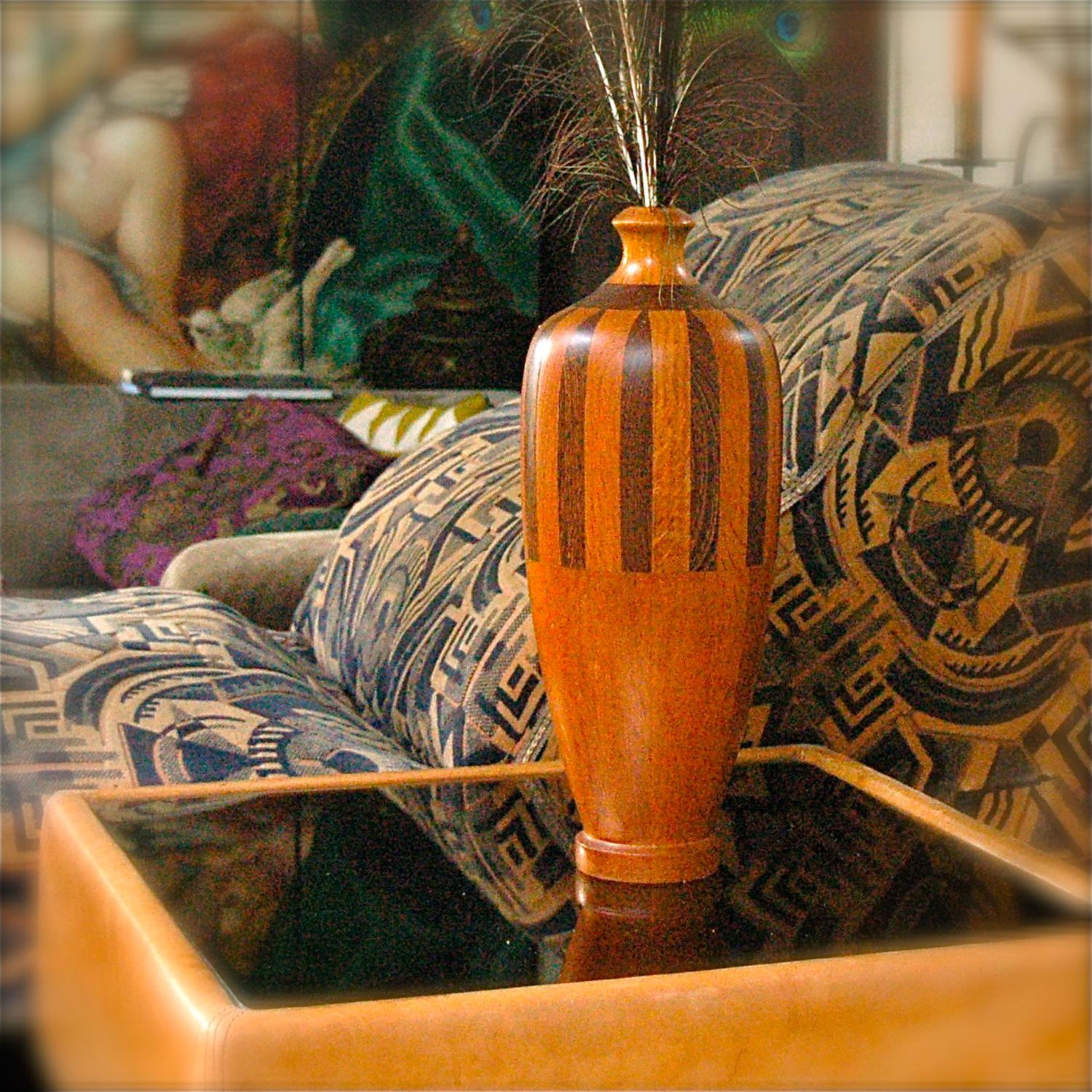 Belgian Unique Art Deco Timber Vase, circa 1930s For Sale