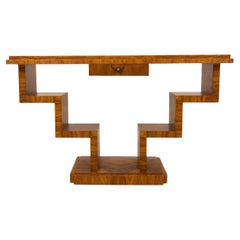 Consolle in noce Art Deco unica nel suo genere, Polonia, metà del XX secolo.