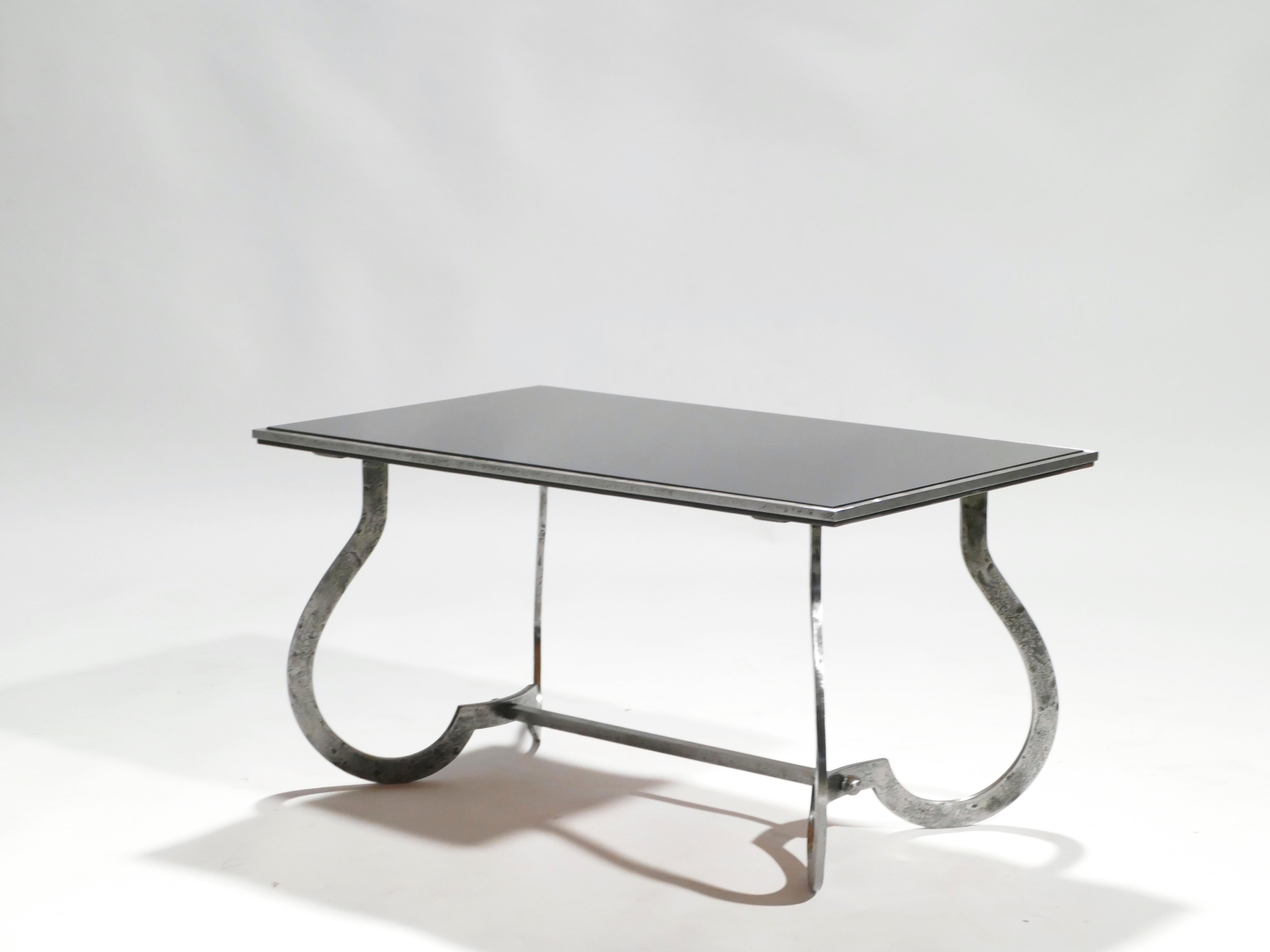 Unique Art Deco Wrought Iron Side Table 1940s In Excellent Condition In Paris, IDF