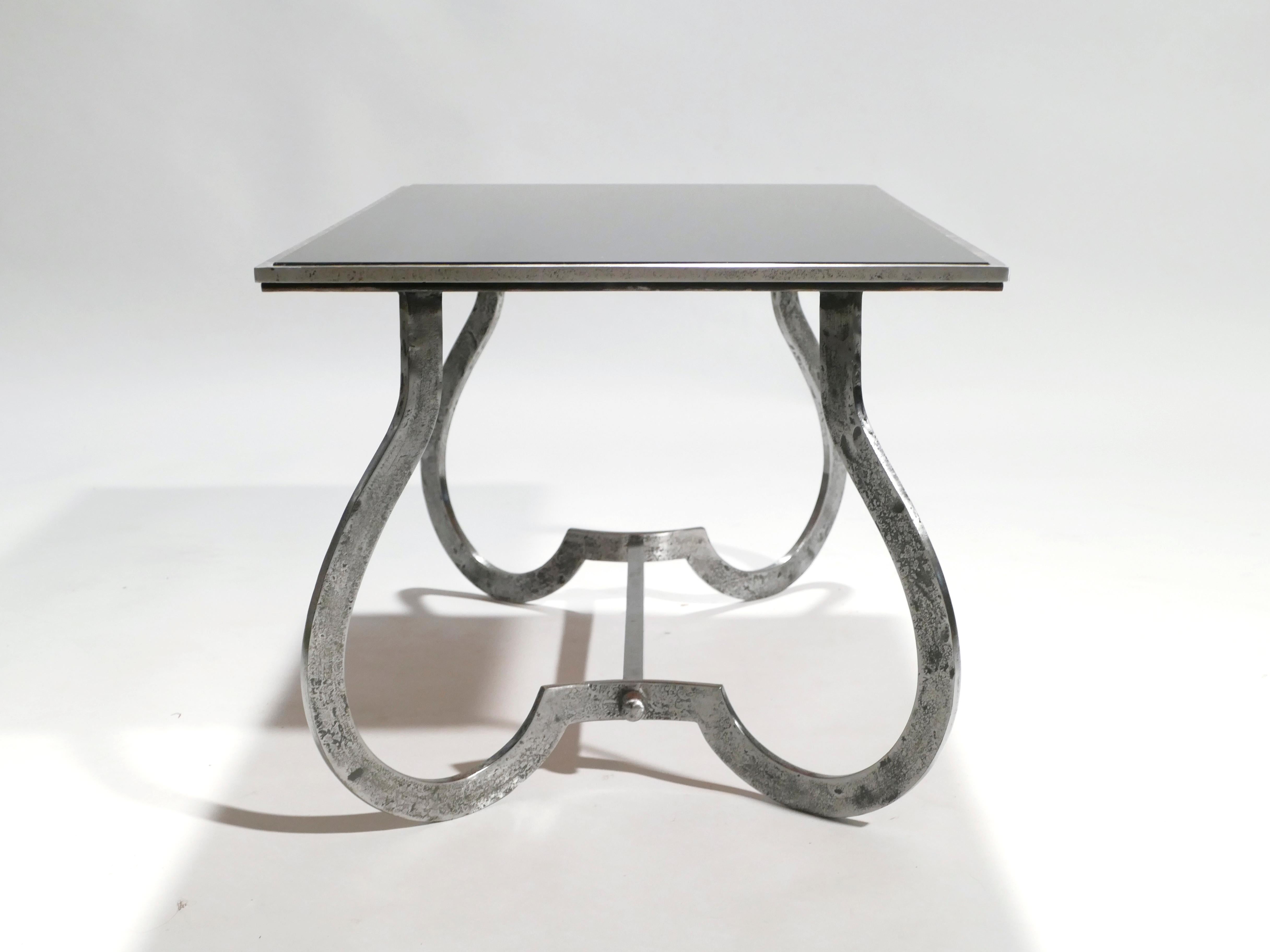 Unique Art Deco Wrought Iron Side Table 1940s 1