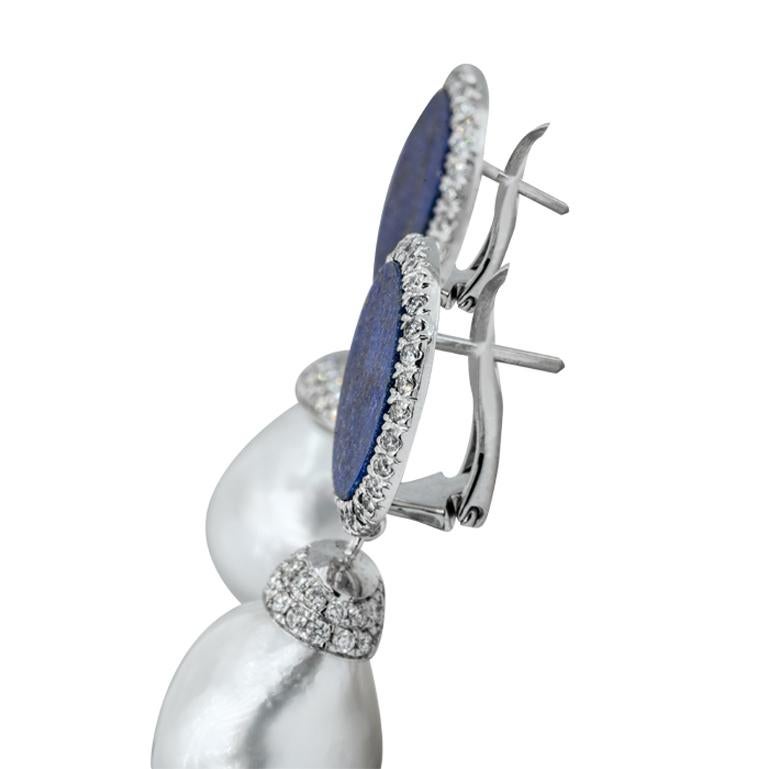 Olympus Art zertifizierte einzigartige indigoblaue Art-Dénim-Ohrringe (Brillantschliff) im Angebot