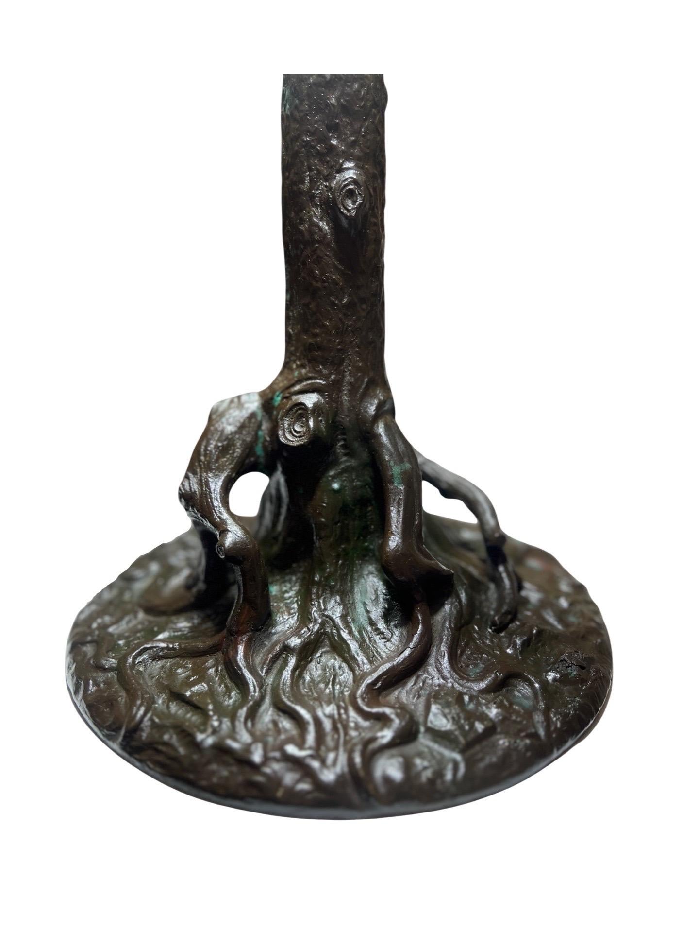 Lampe de table unique Art Glass & Metal Company en verre plombé pivoine, vers 1915 en vente 2