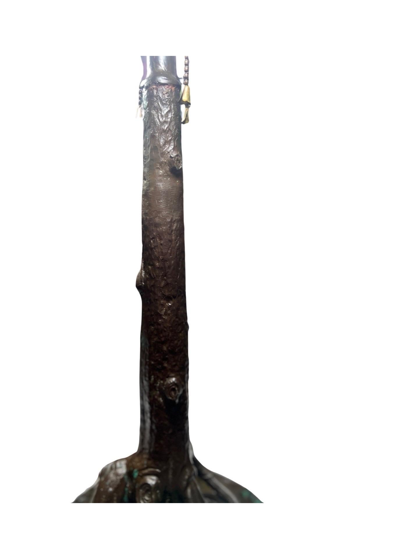Lampe de table unique Art Glass & Metal Company en verre plombé pivoine, vers 1915 en vente 5