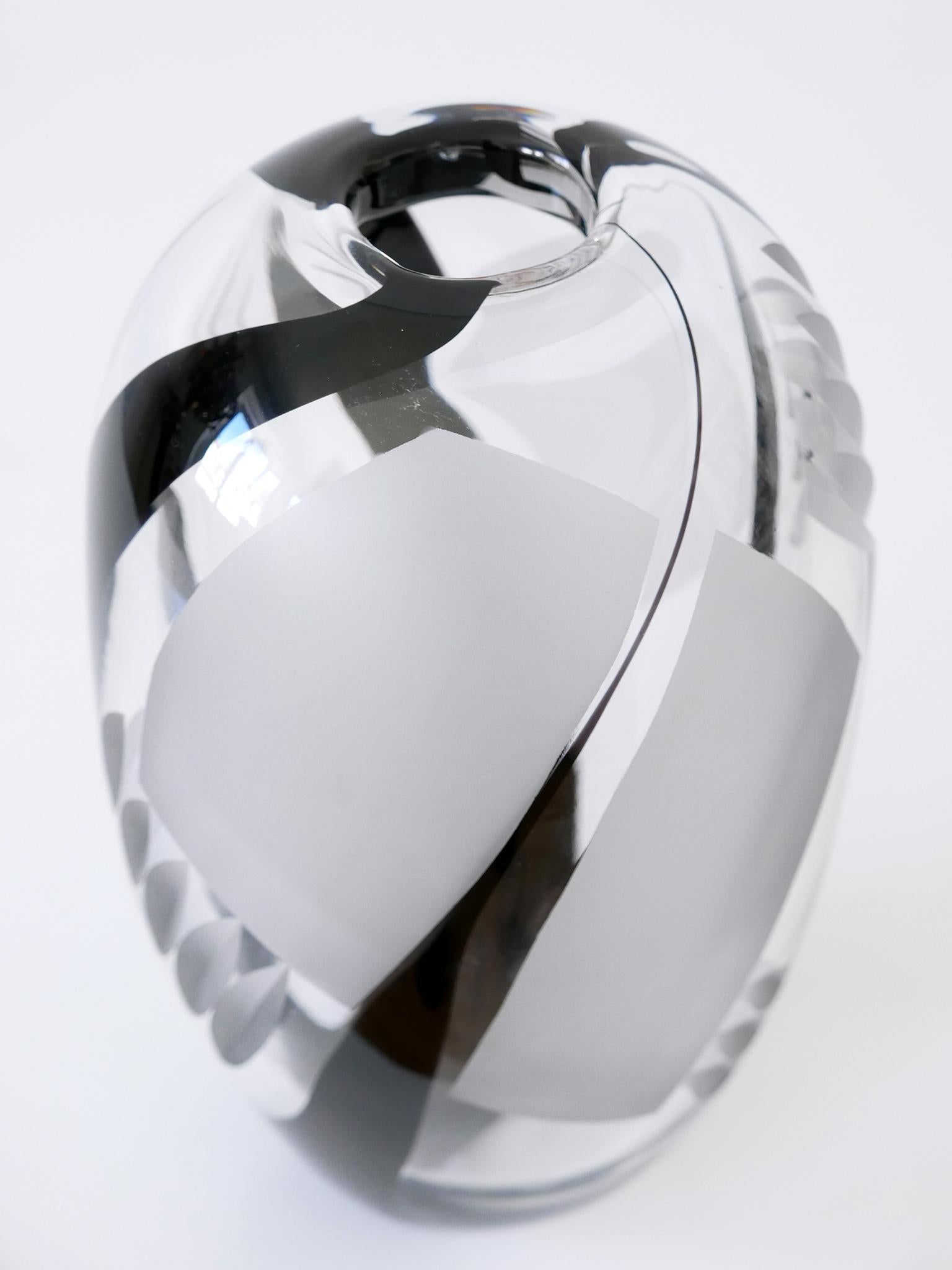 Unique Art Glass Vase by Anna Ehrer for Kosta Boda Sweden 1992 Signed For Sale 1