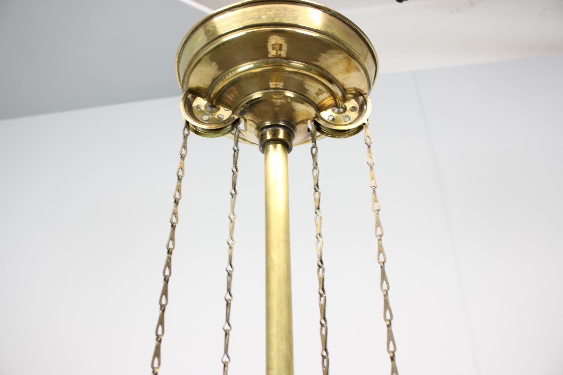 Vetro opalino Pendente unico regolabile in stile Art Nouveau anni '20 in vendita