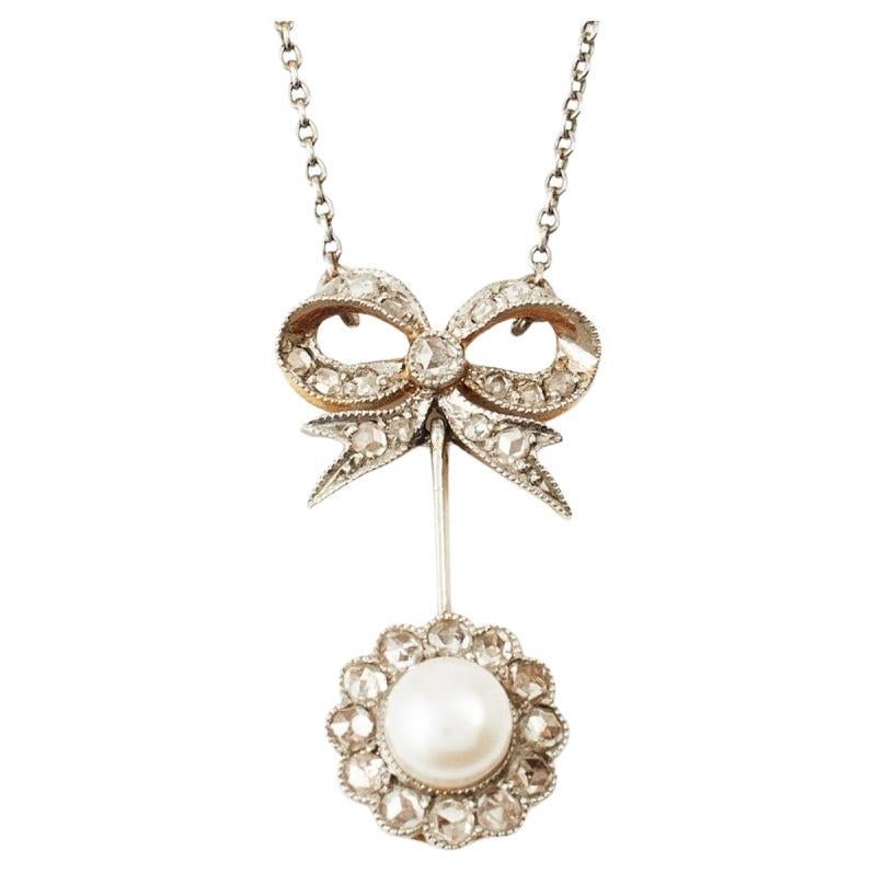 Unique Art Nouveau necklace with diamonds and pearl, Sweden around 1915. en venta