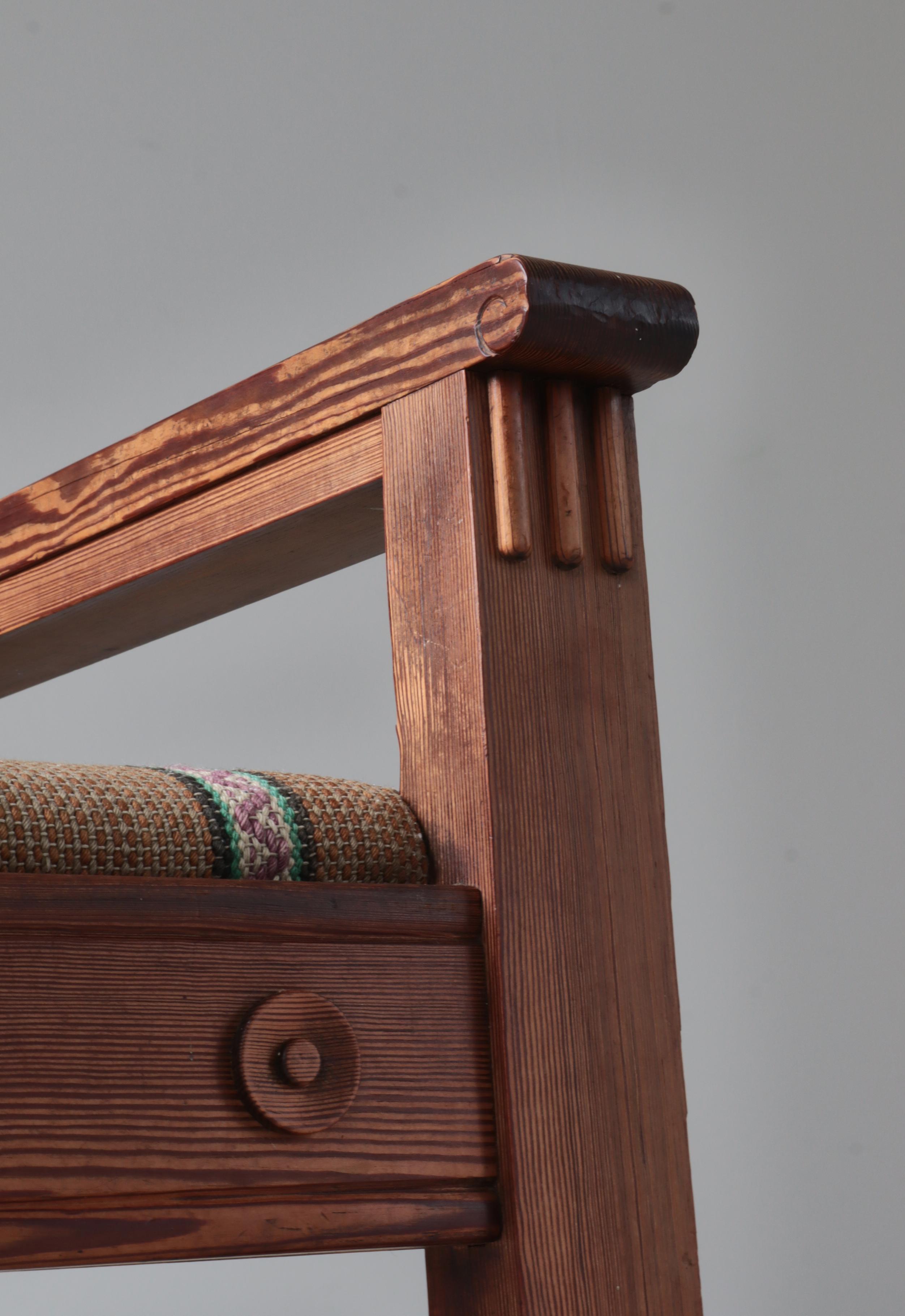 Unique Art Nouveau Pinewood Artist´s Chair by Siegfried Wagner 1910s, Denmark For Sale 4