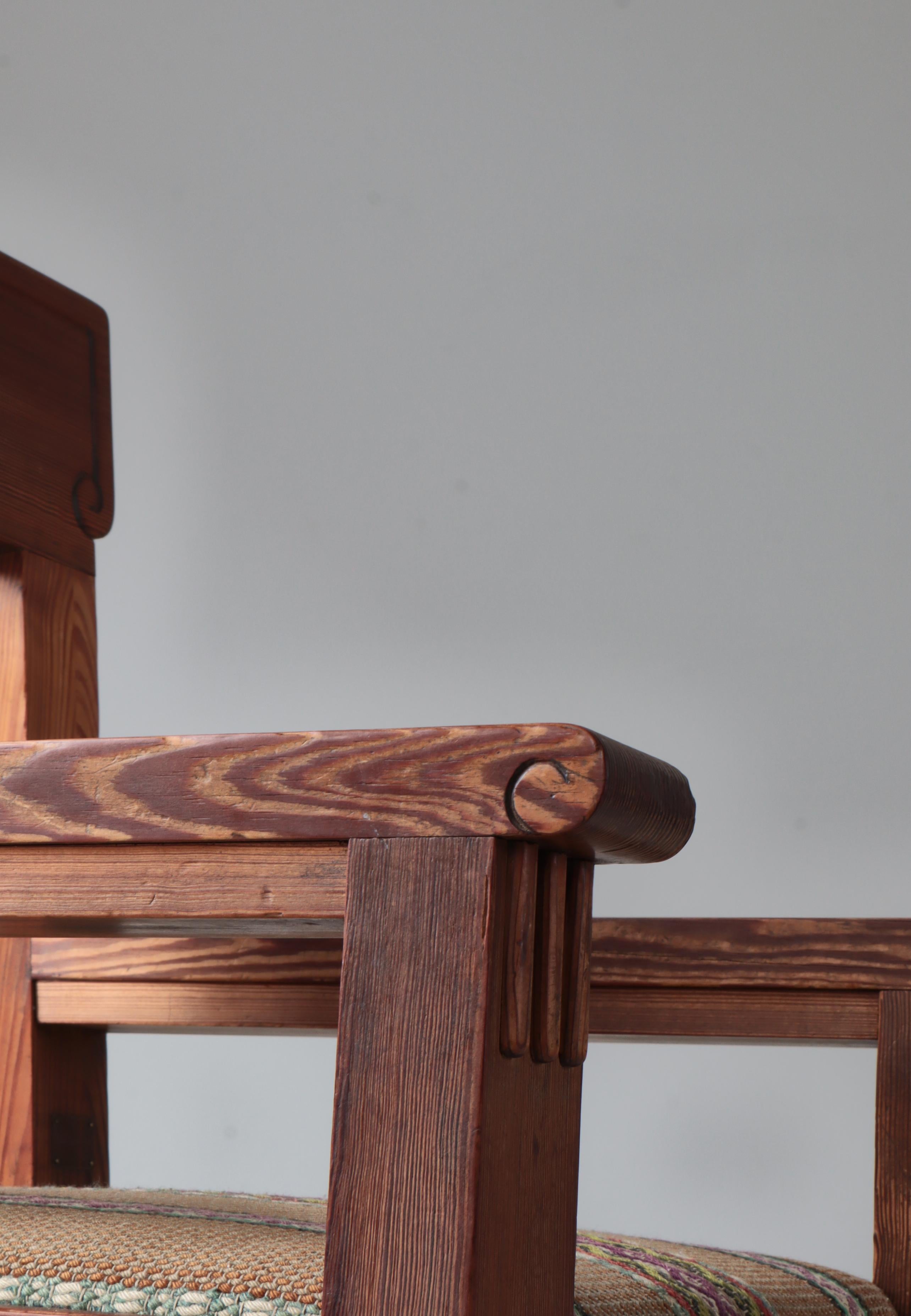 Unique Art Nouveau Pinewood Artist´s Chair by Siegfried Wagner 1910s, Denmark For Sale 5