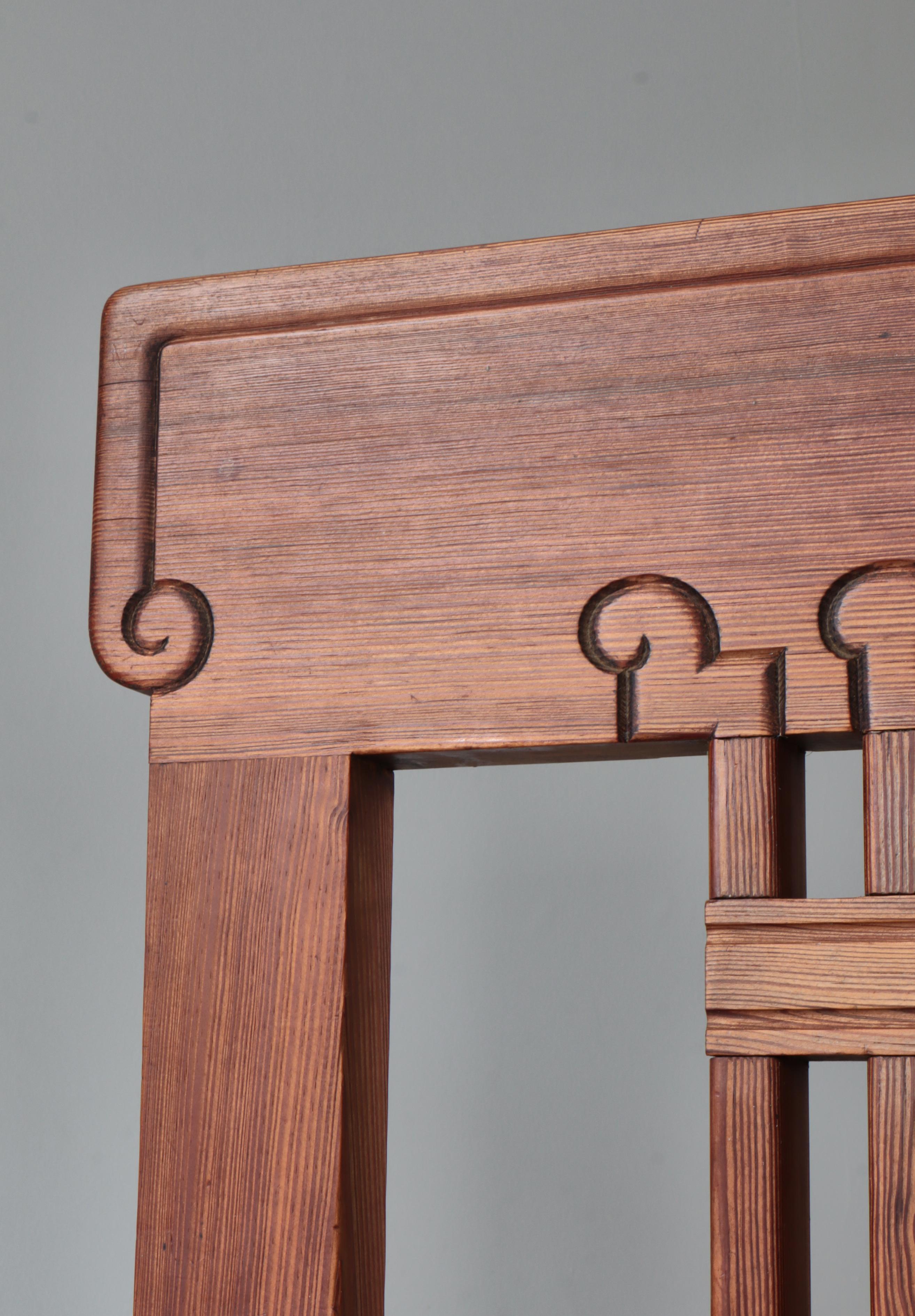 Unique Art Nouveau Pinewood Artist´s Chair by Siegfried Wagner 1910s, Denmark For Sale 7