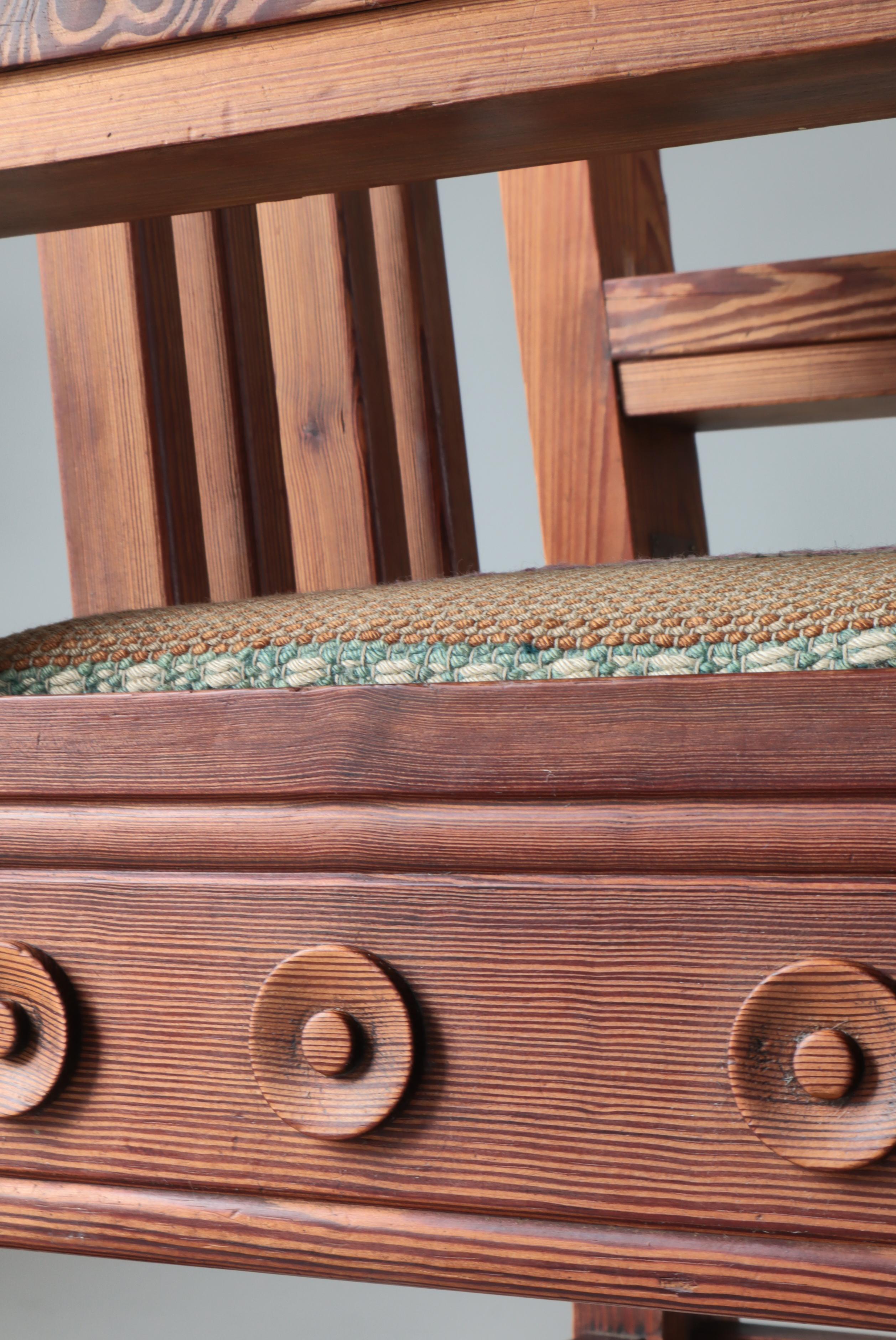 Unique Art Nouveau Pinewood Artist´s Chair by Siegfried Wagner 1910s, Denmark For Sale 12