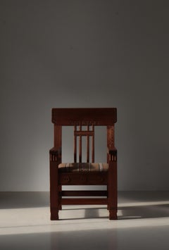 Unique Art Nouveau Pinewood Artist´s Chair by Siegfried Wagner 1910s, Denmark