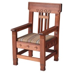 Unique Art Nouveau Pinewood Artist´s Chair by Siegfried Wagner 1910s, Denmark
