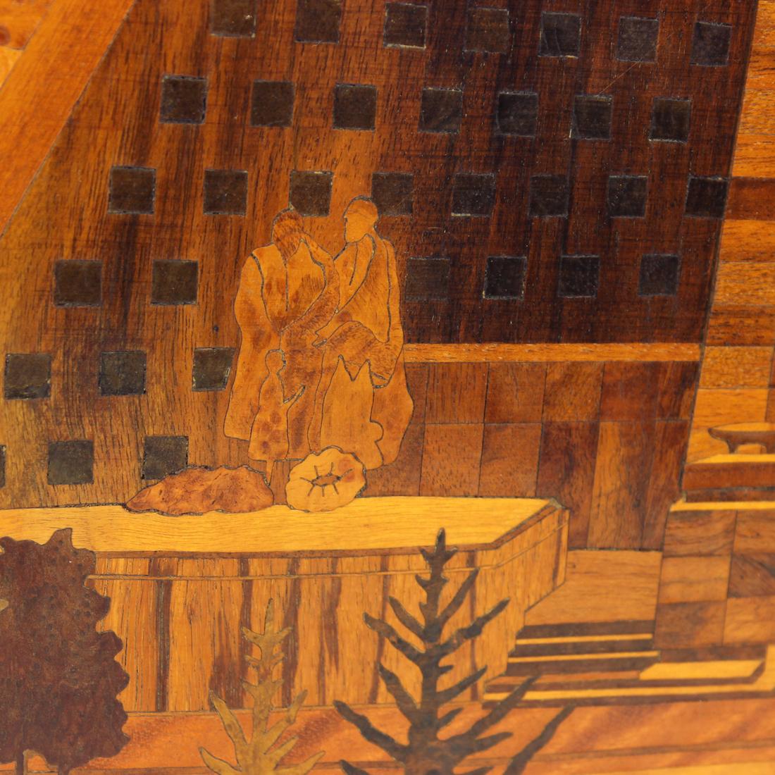 Milieu du XXe siècle Œuvre d'art unique en placage de bois incrusté, Tchécoslovaquie, années 1950 en vente