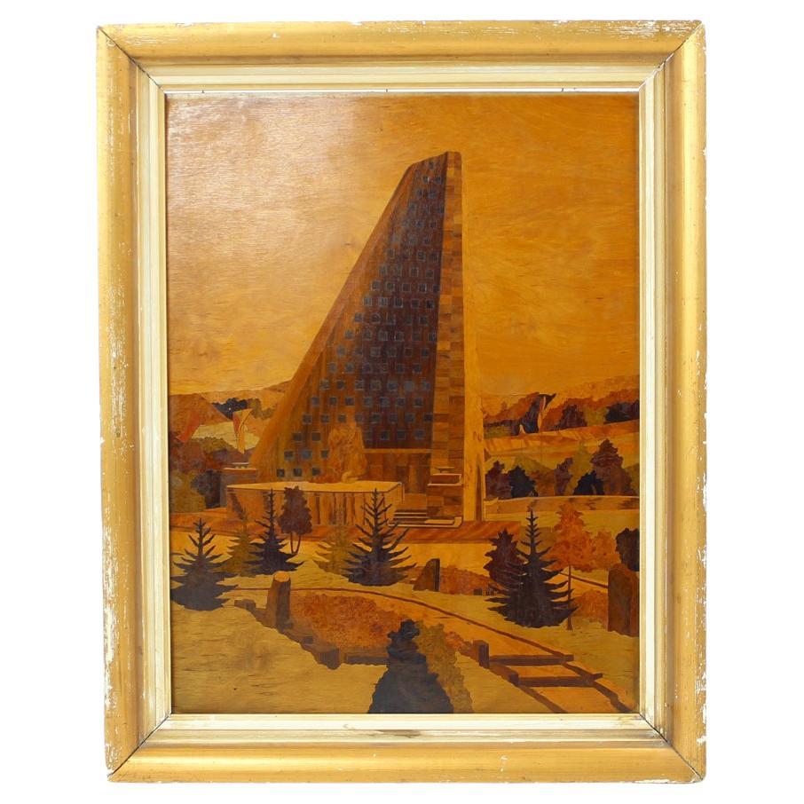 Opera d'arte unica in legno impiallacciato, Cecoslovacchia, anni '50