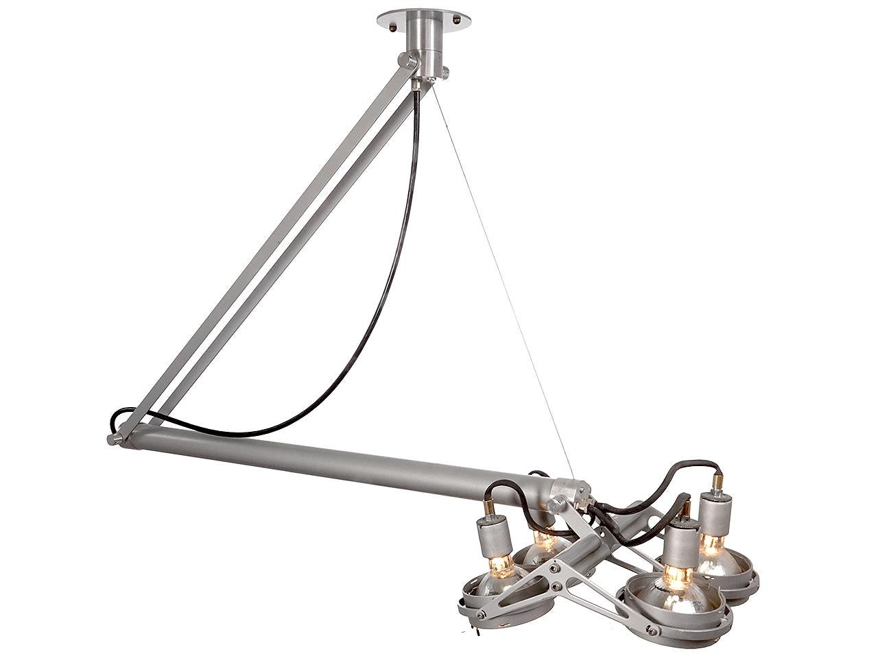 Industrial Collection of Unique Articulating Ceiling Quad Spot Lights For Sale