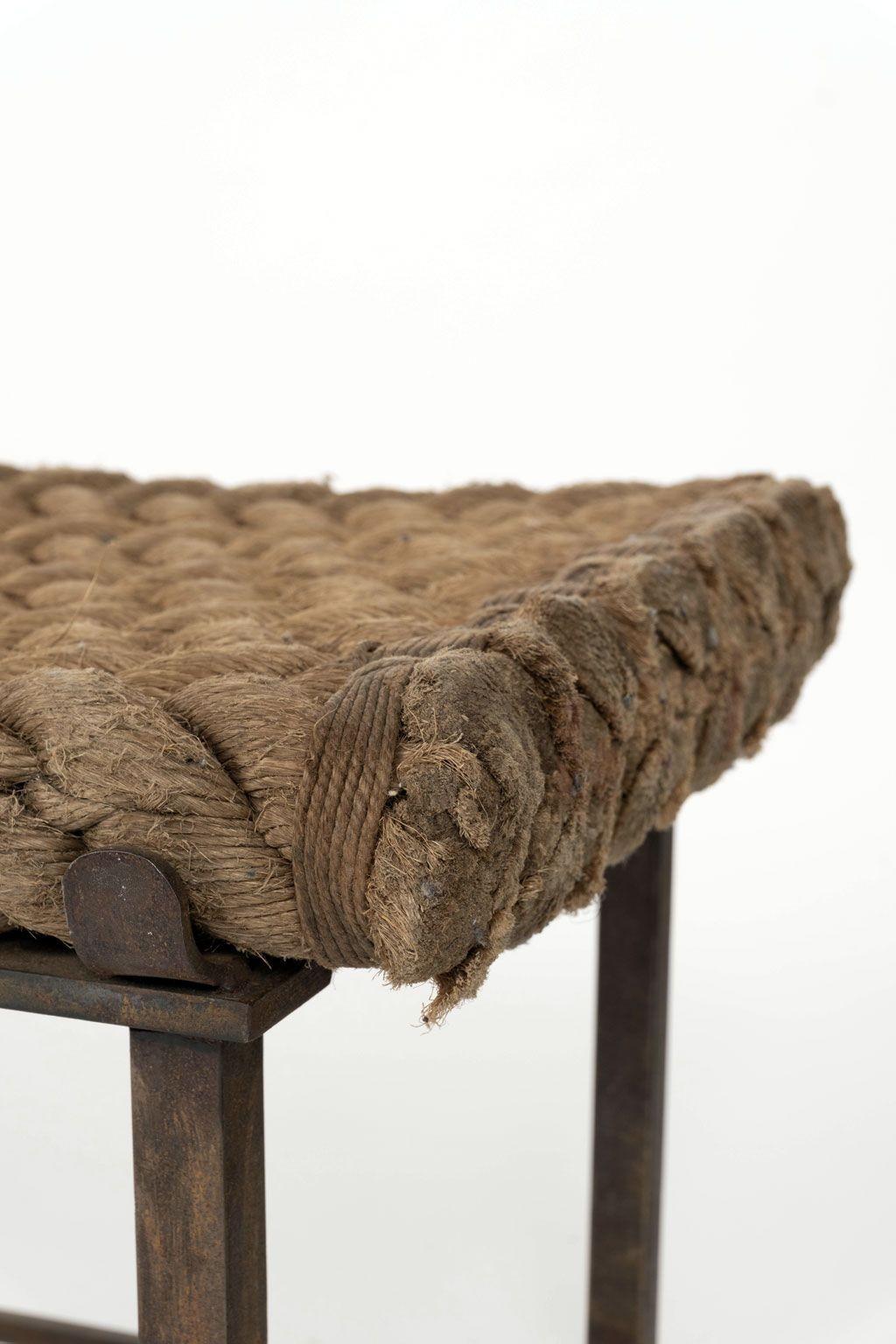 Français Unique Artisan Steel Bench with Rope Seat (Banc en acier avec siège en corde) en vente