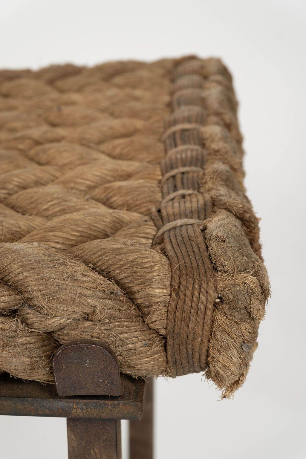 Unique Artisan Steel Bench with Rope Seat (Banc en acier avec siège en corde) en vente 1