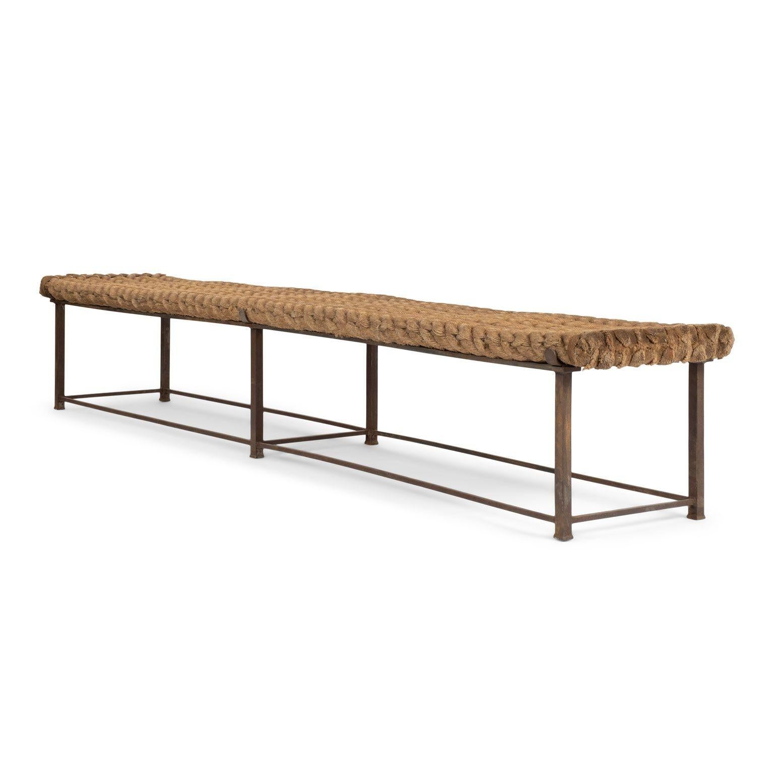 Unique Artisan Steel Bench with Rope Seat (Banc en acier avec siège en corde) en vente 2