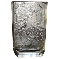 Unique Artistic Engraved Vase Saint Sebastian 'Otto Pietsch' Bohemian Glass