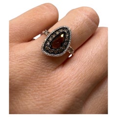 Unique Artistic Smoky Quartz Diamond ring 0.52ct 14KT gold