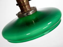 Unique Arts and Crafts Emerald Sandwich Glass Desk Lamp