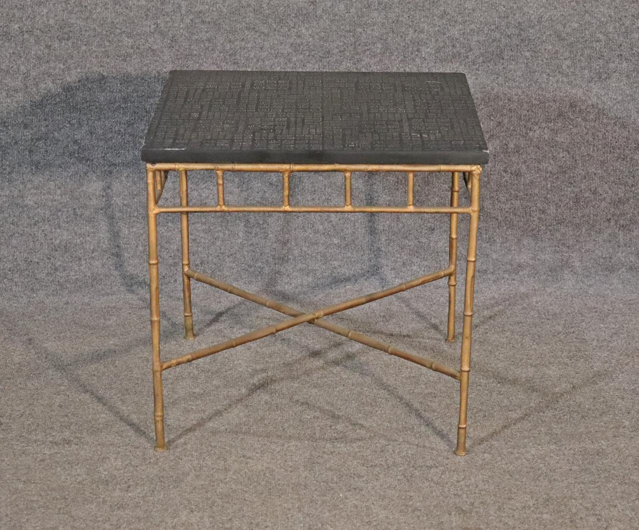Unique Asian Character Tablet Top Faux Bamboo End Table In Good Condition For Sale In Swedesboro, NJ