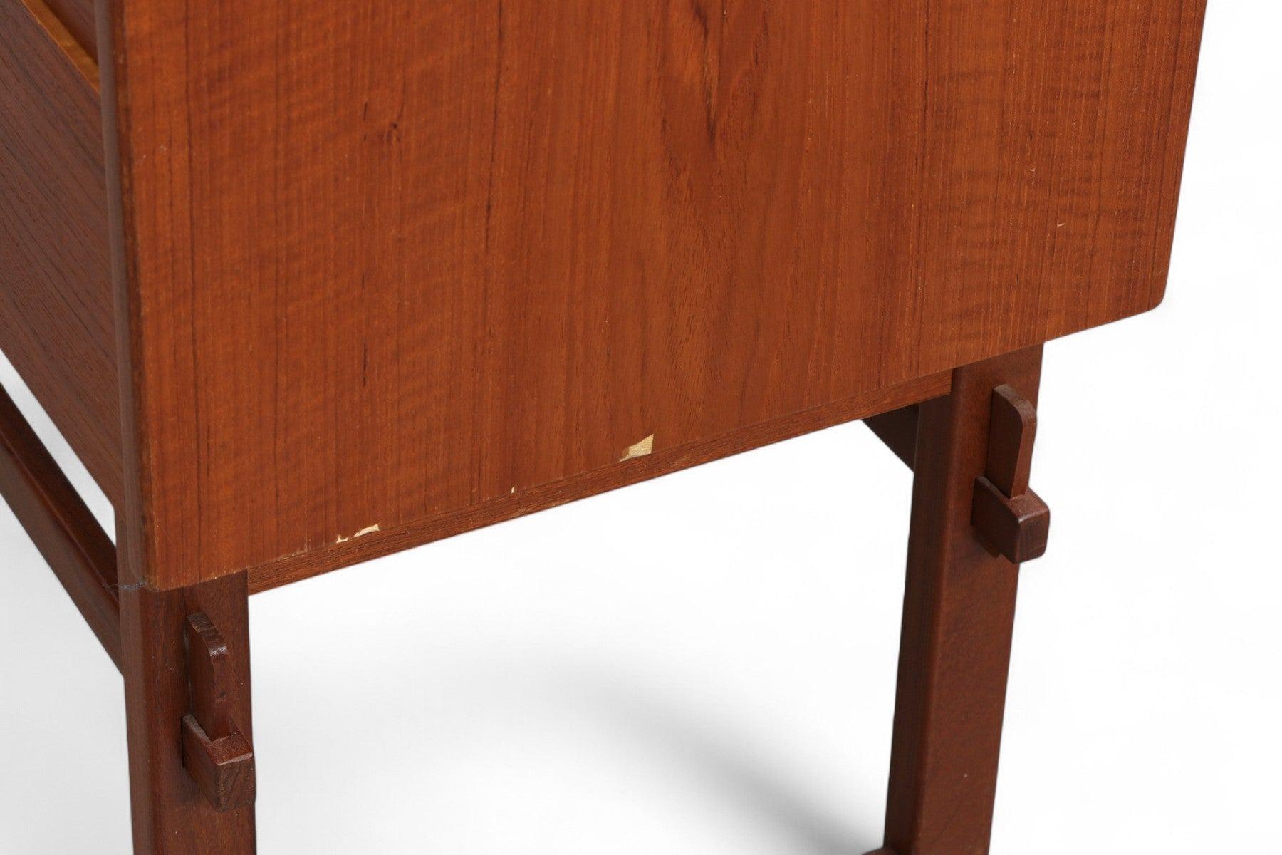 Unique Asymmetric Teak Four Drawer Hall Chest in Teak In Good Condition For Sale In Berkeley, CA