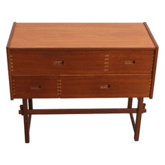 Unique Asymmetric Teak Four Drawer Hall Chest in Teak
