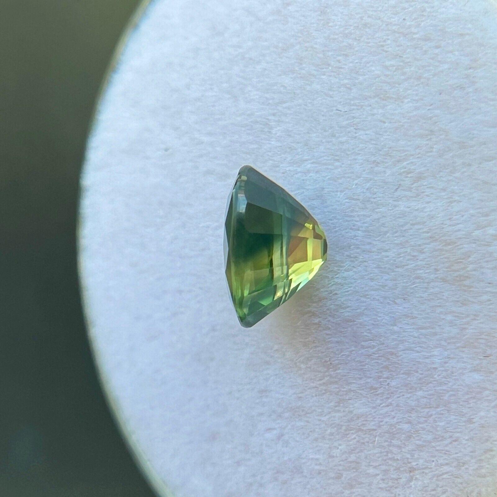 Unique Australia Bi Colour Sapphire 0.98ct Green Blue Oval Cut Gem 6.4x4.8mm VS For Sale 3