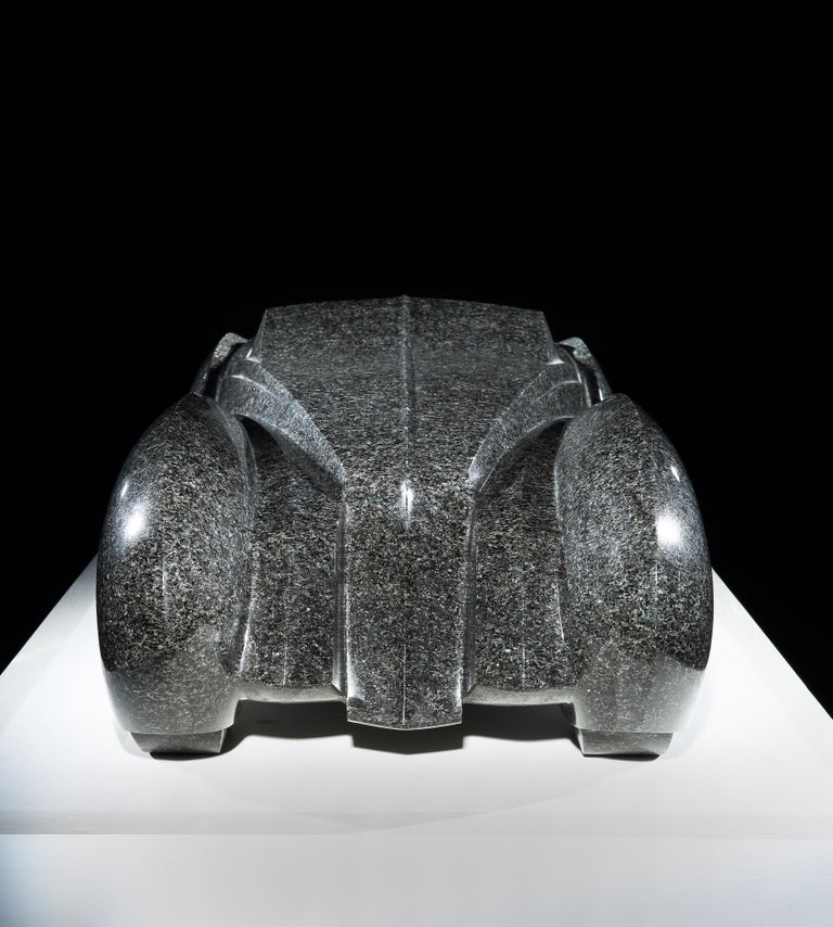 French Unique Automobile Sculpture in Granite by Emmanuel Zurini, 1986 For Sale