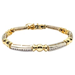 Vintage Unique Bar and Ball Design Bracelet In Two-Tone Gold