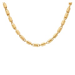 Unique Barrel coil necklace in 14k yellow gold. Length 18"