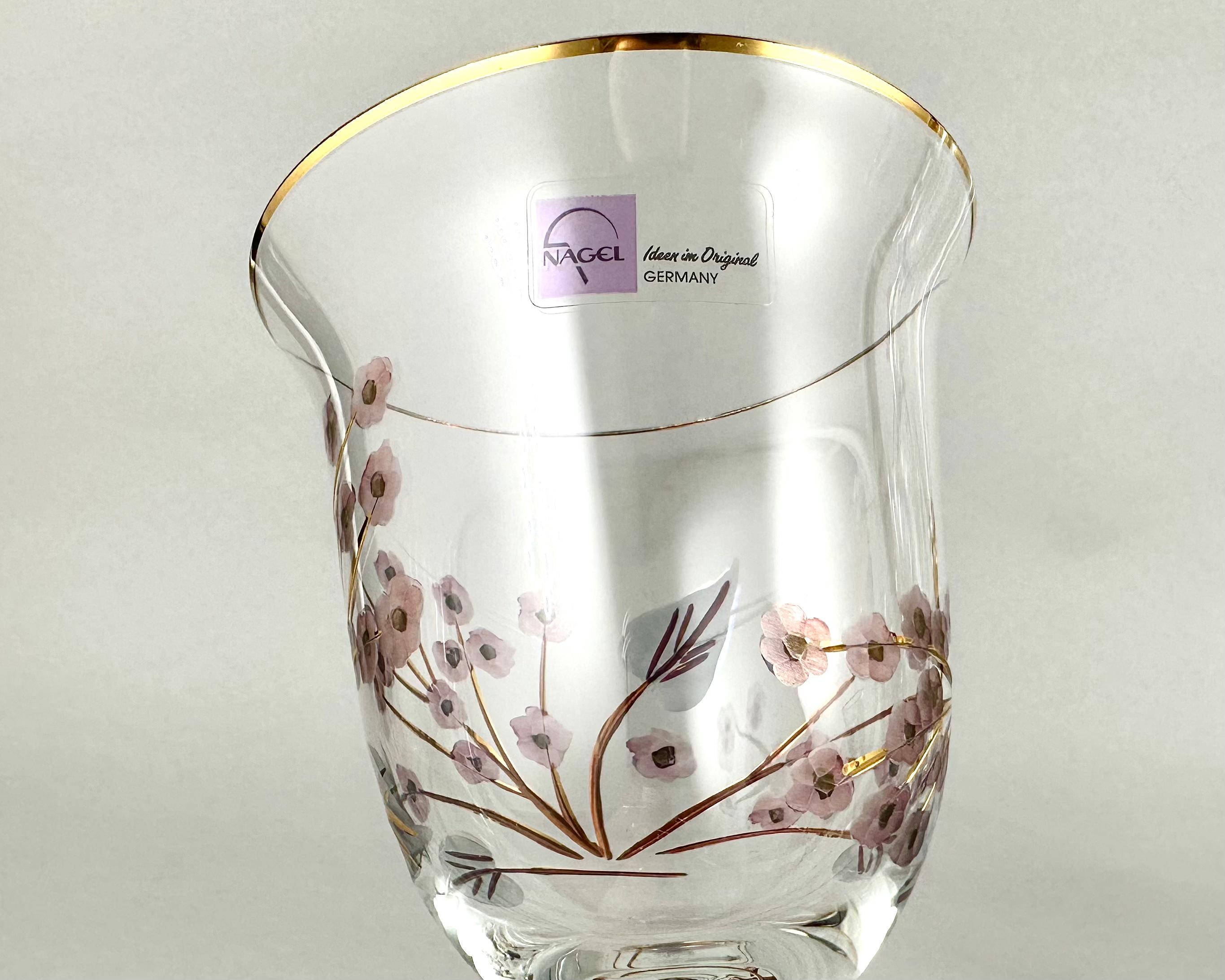German Unique Barware Set Of Vintage Wine Champagne Glasses Vases and Decanter by Nagel For Sale