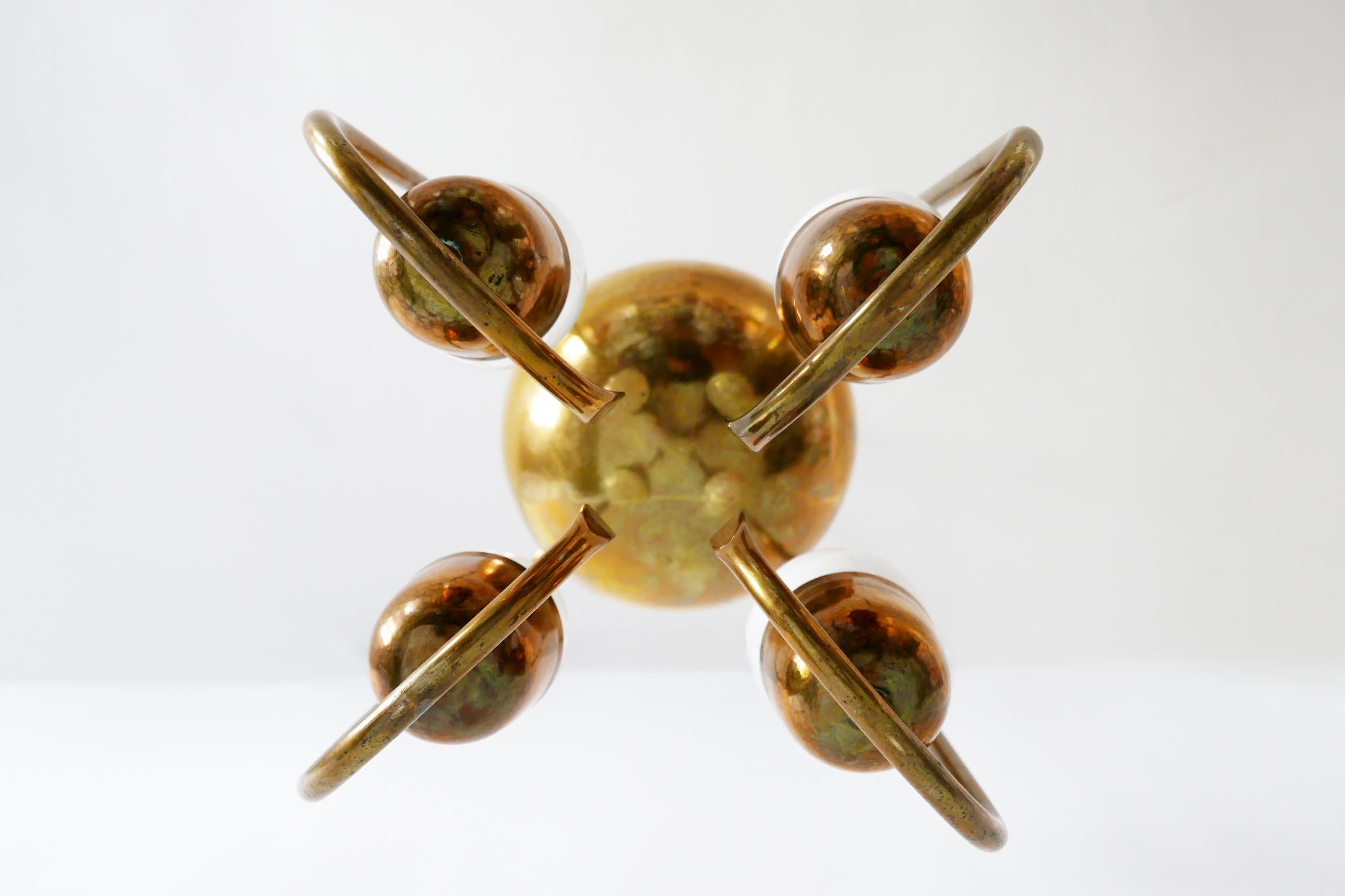 Unique Bauhaus Art Deco Brass Chandelier or Pendant Lamp by Hayno Focken 1930s For Sale 12