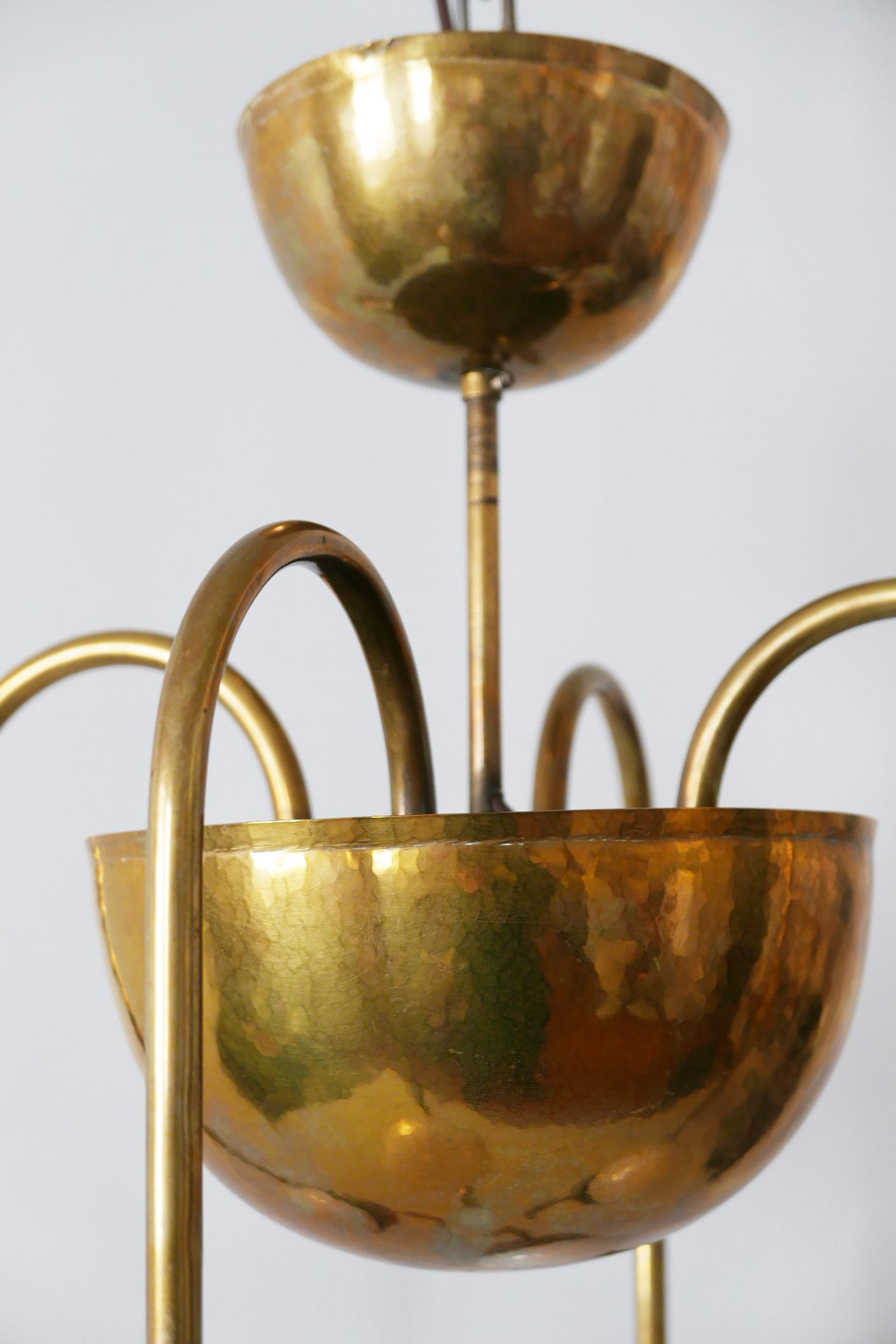 Unique Bauhaus Art Deco Brass Chandelier or Pendant Lamp by Hayno Focken 1930s For Sale 13