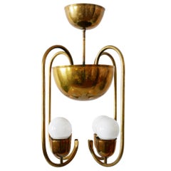 Unique Bauhaus Art Deco Brass Chandelier or Pendant Lamp by Hayno Focken 1930s