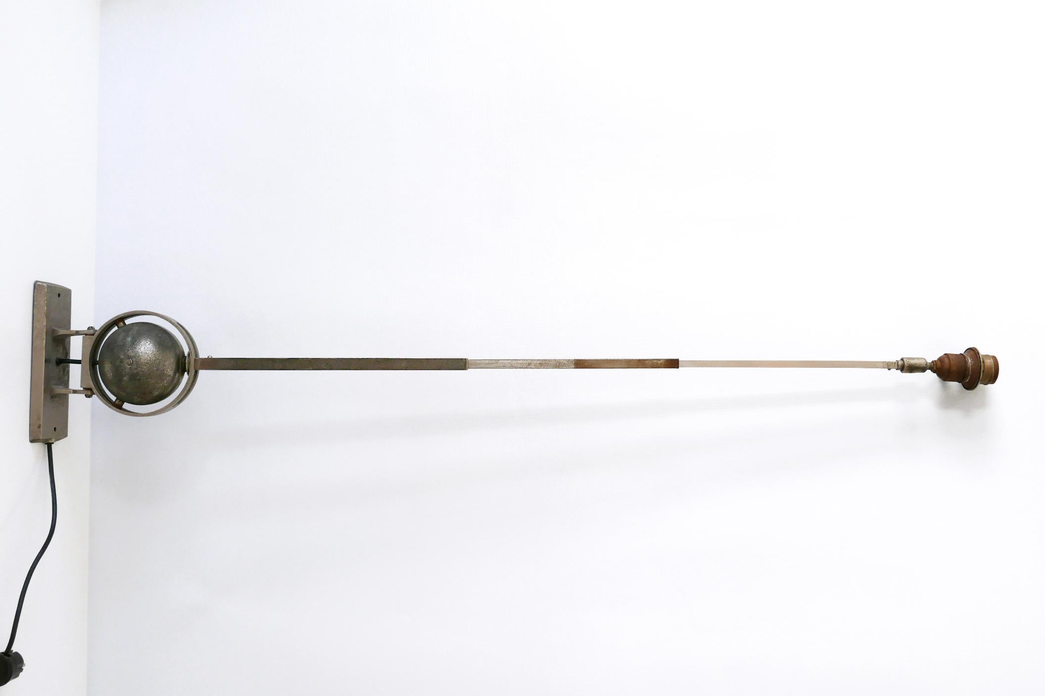 Plated Unique Bauhaus Articulated Telescopic Wall Lamp 1920s Germany For Sale