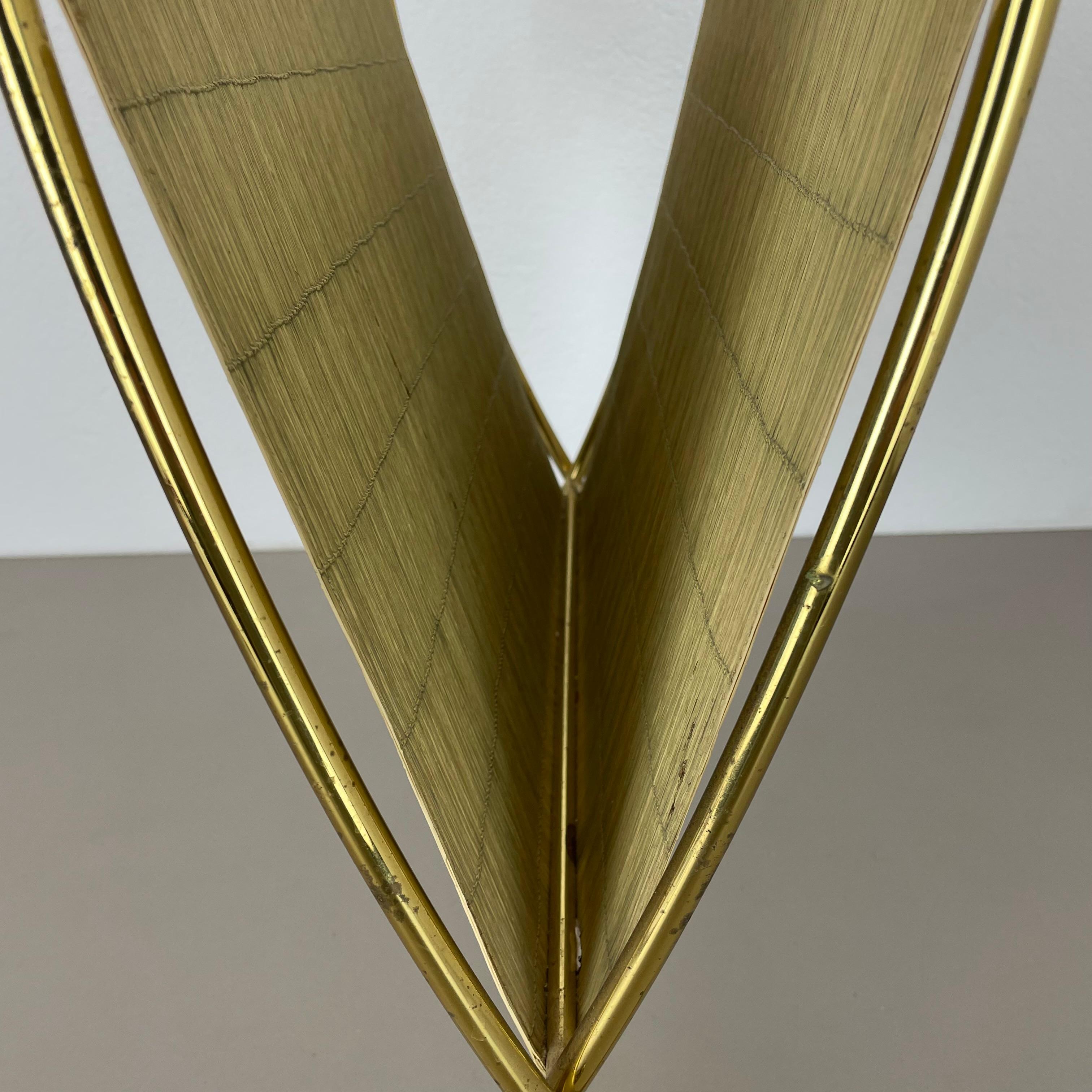 unique bauhaus Aubock Style brass and bamboo Magazine Holder, Austria 1950s For Sale 5